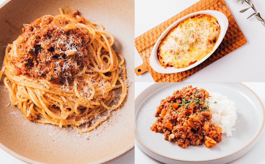SN3でつくる「ボローニャ風のラグーソース」からの【ドリア&パスタ&キーマカレー】