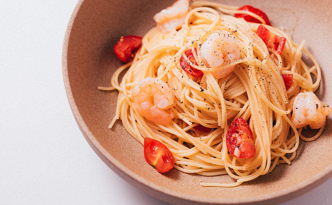 えびとトマトの冷製パスタ